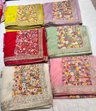 Unique organza embroidery saree