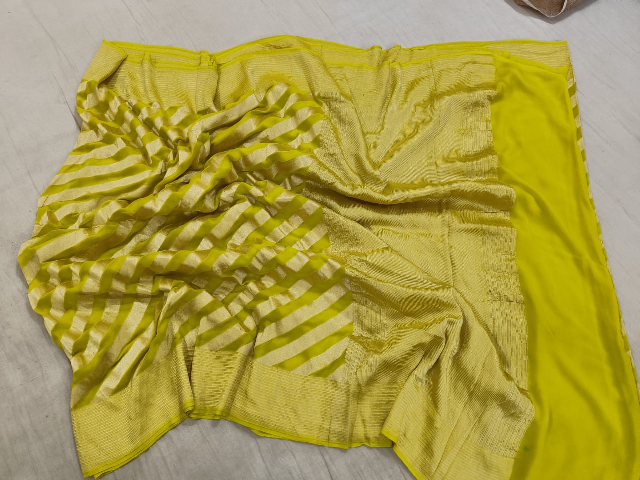 Striped lehariya gorgette chiffon saree - Saffronfashionindia