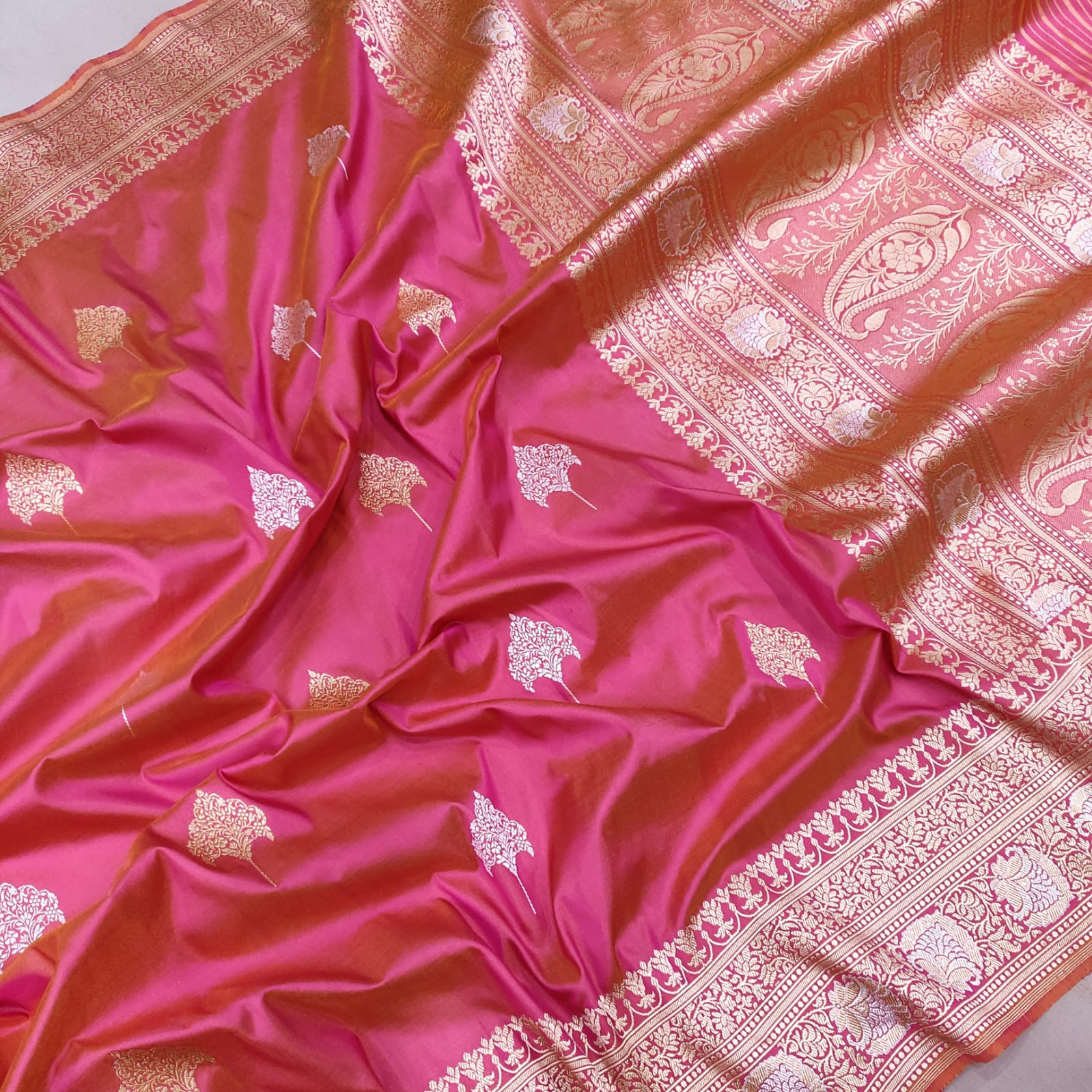 Ruby Katan silk saree - Saffronfashionindia