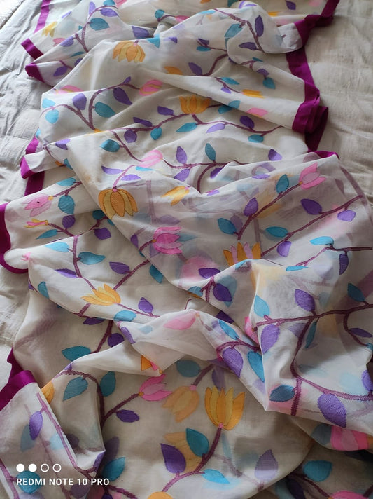 Rosing tantuj beautiful sari - Saffronfashionindia