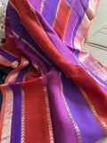 Striped kora banarsi saree