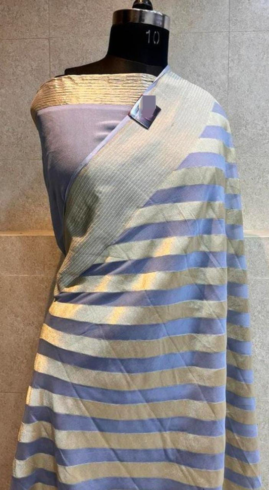 Kaisha khaddi gorgette saree - Saffronfashionindia