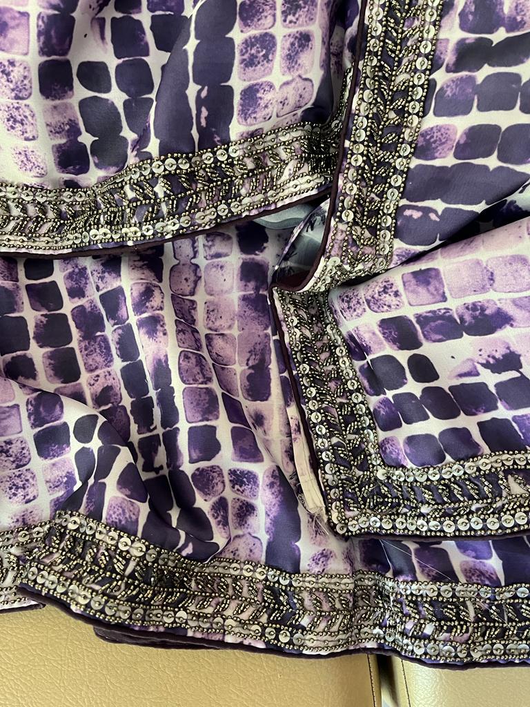 Ridsi satin marble inspired saree - Saffronfashionindia