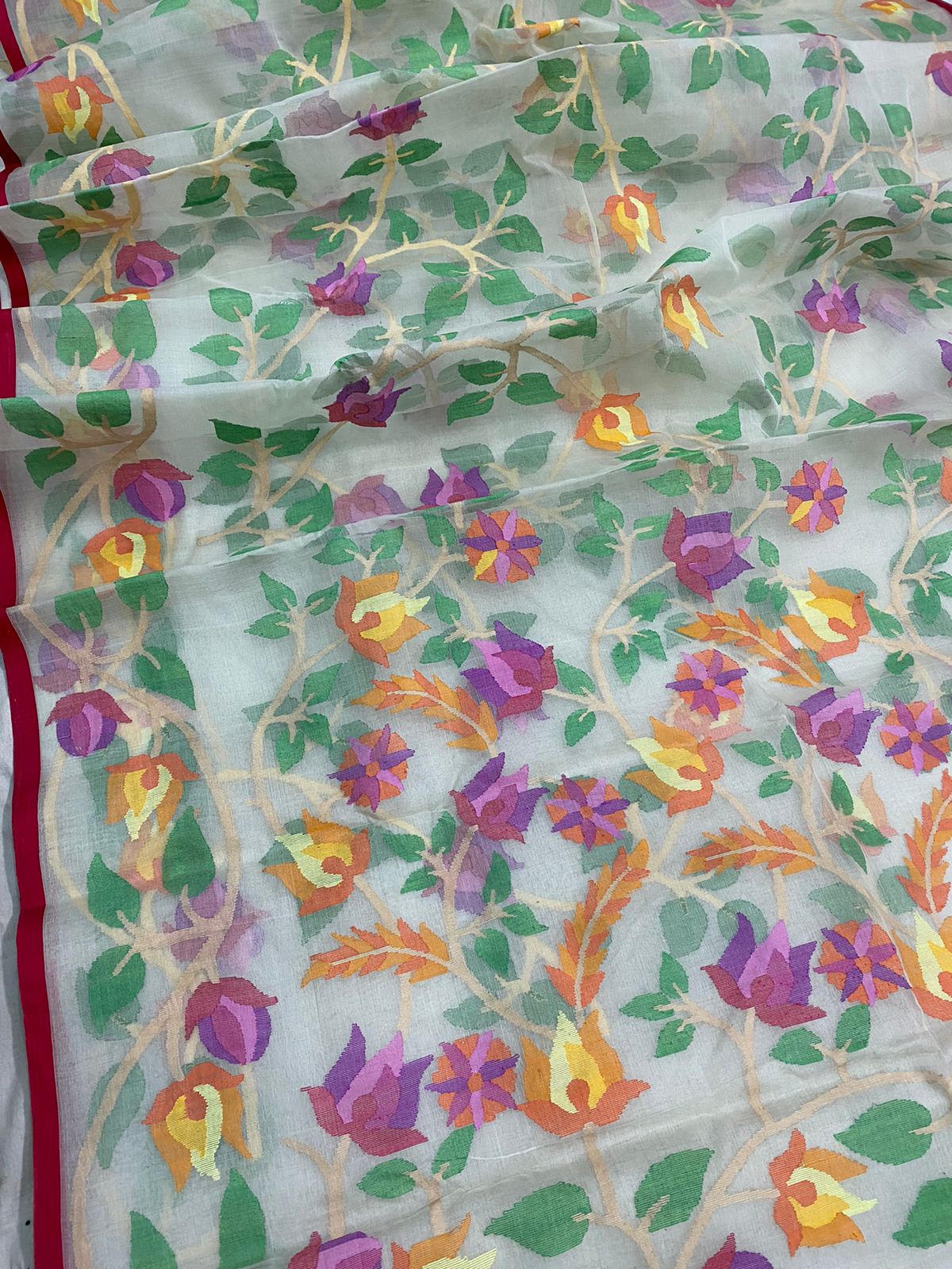 Lehja muslin jamdani saree - Saffronfashionindia