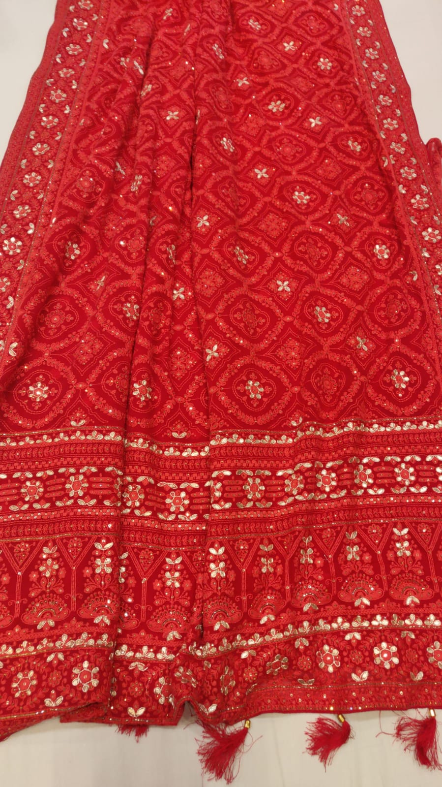 Nazina Chikankari saree/gorgette saree - Saffronfashionindia