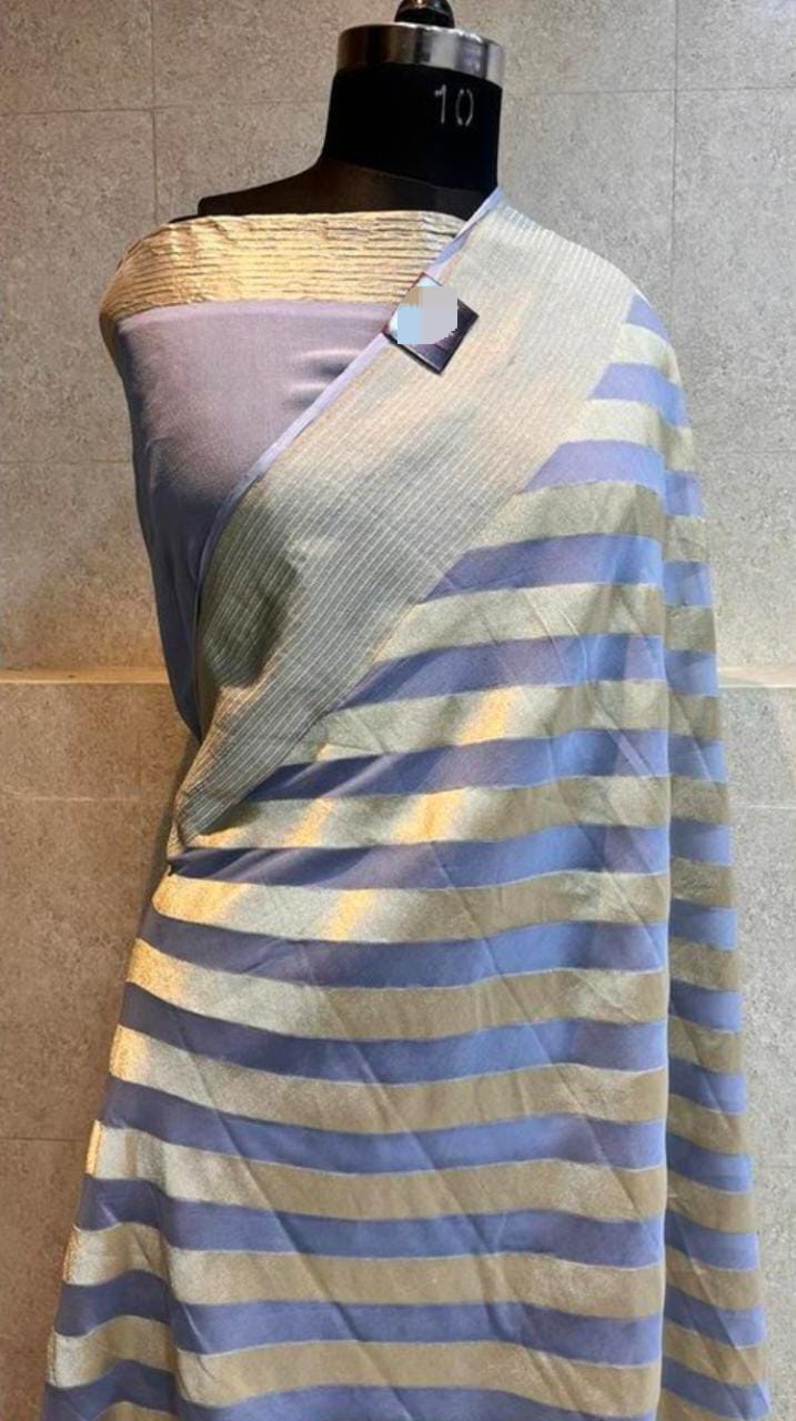 Kaisha khaddi gorgette saree - Saffronfashionindia