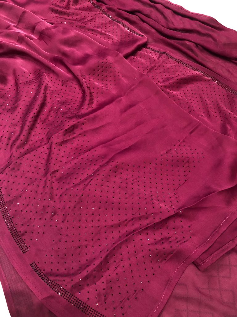 Designer Swarovski satin sares - Saffronfashionindia