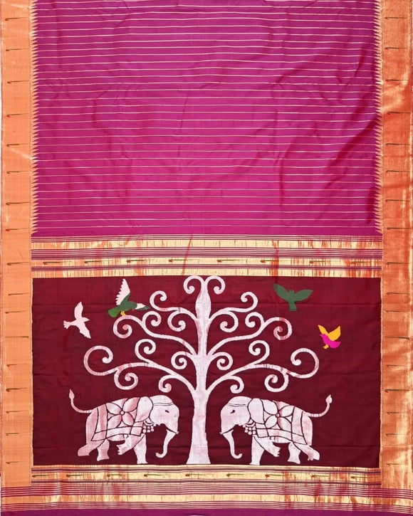 Elephant inspired silk Paithani saree