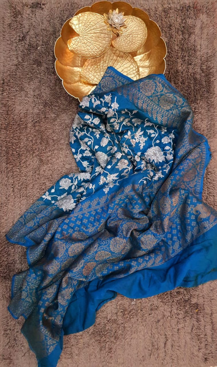 Cocktail banarsi saree - Saffronfashionindia