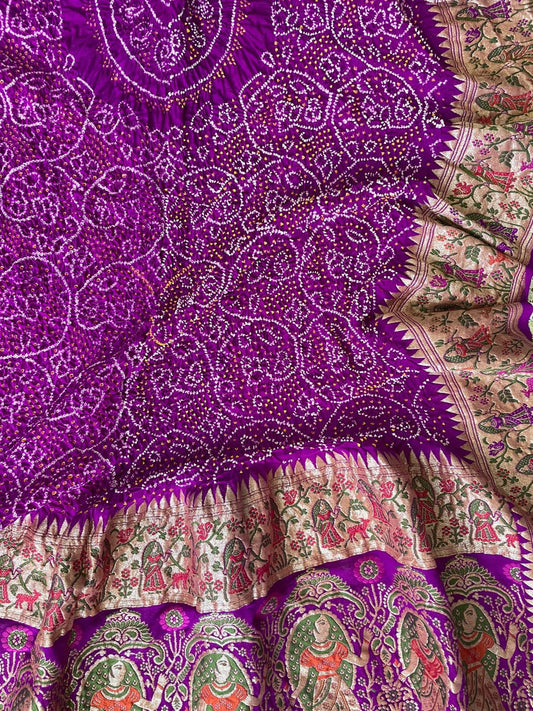 Purple bandhej exclusive dupatta - Saffronfashionindia