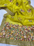 Unique organza embroidery saree