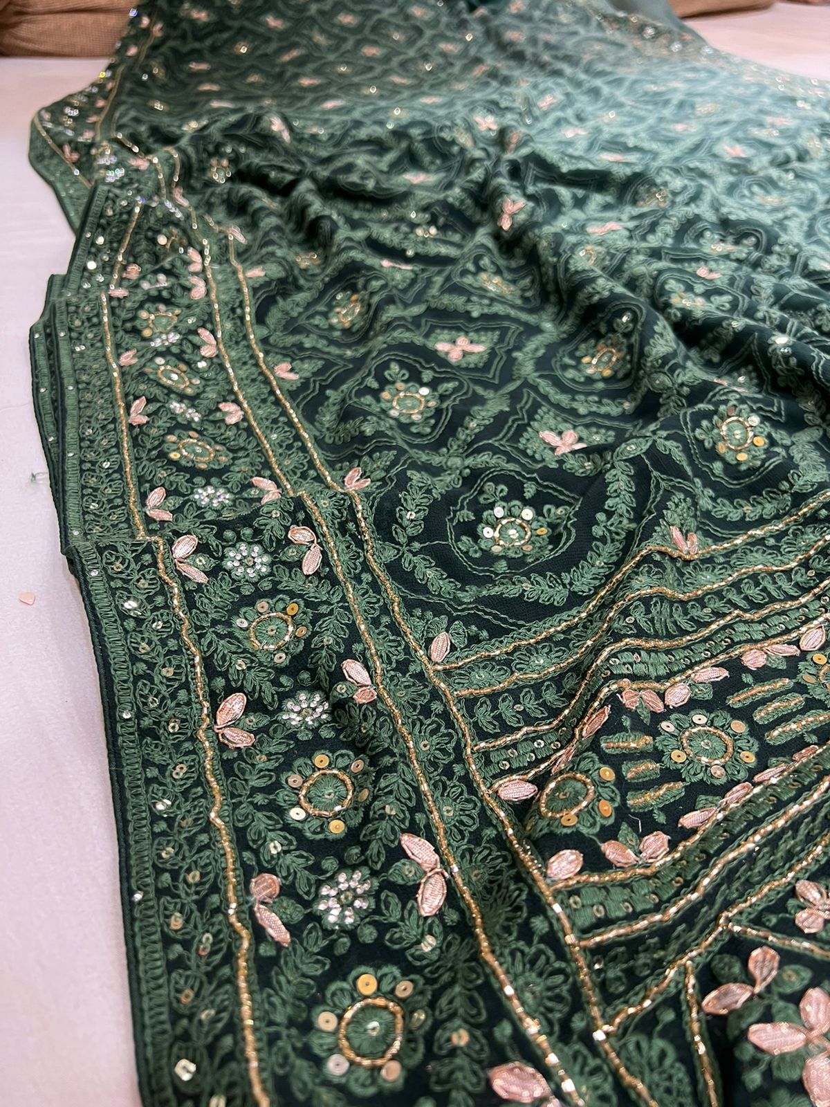 Anina Chikankari gorgette saree - Saffronfashionindia