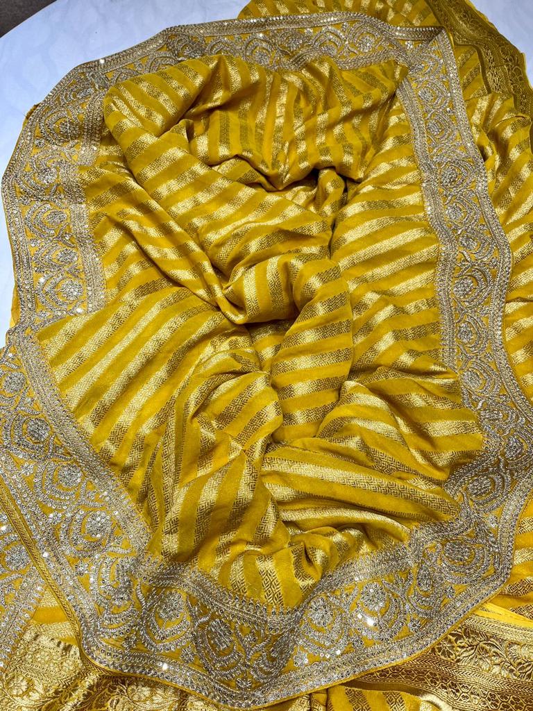 Lehariya inspired khaddi gorgette saree - Saffronfashionindia