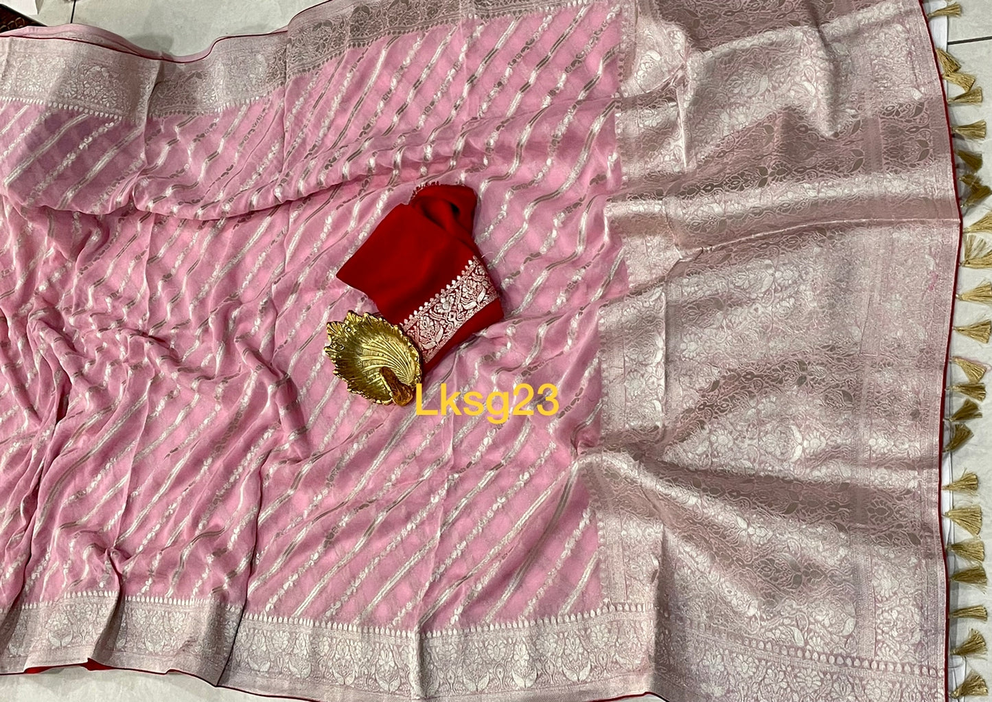 Rini khaddi gorgette silver jari saree - Saffronfashionindia