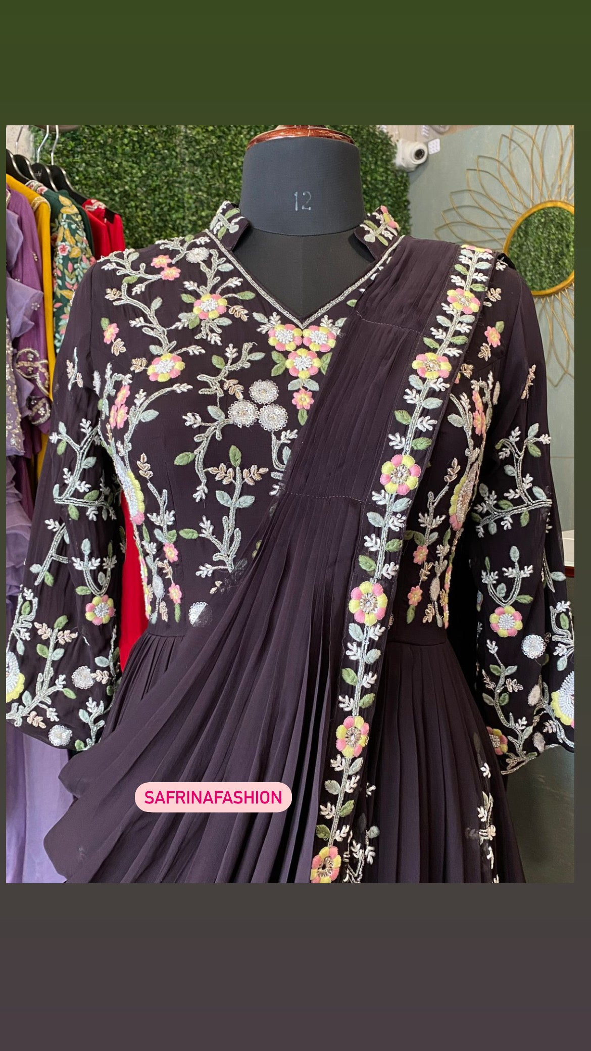 Black wedding indowestern embroidery dress - Saffronfashionindia