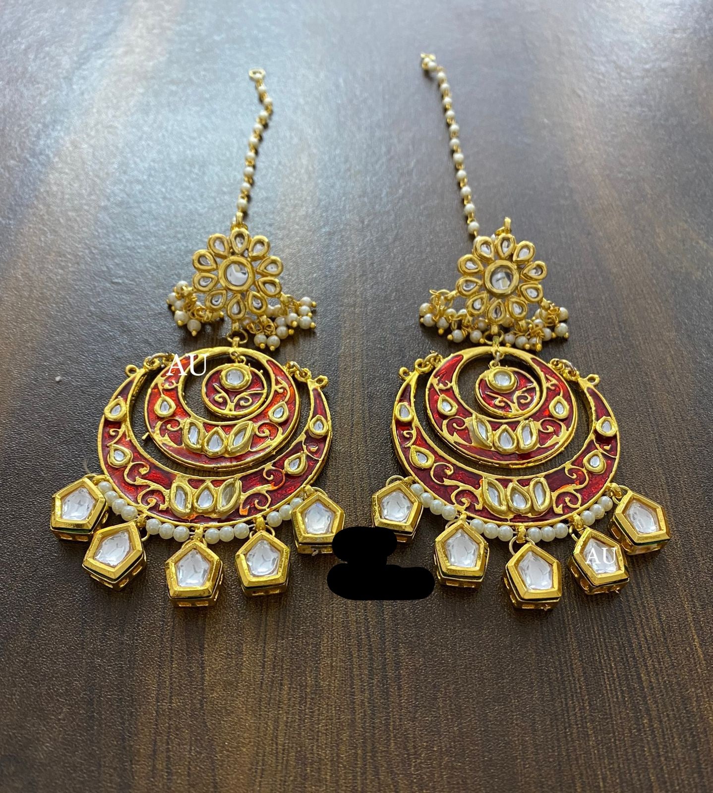 Meenakari Kundan earrings - Saffronfashionindia
