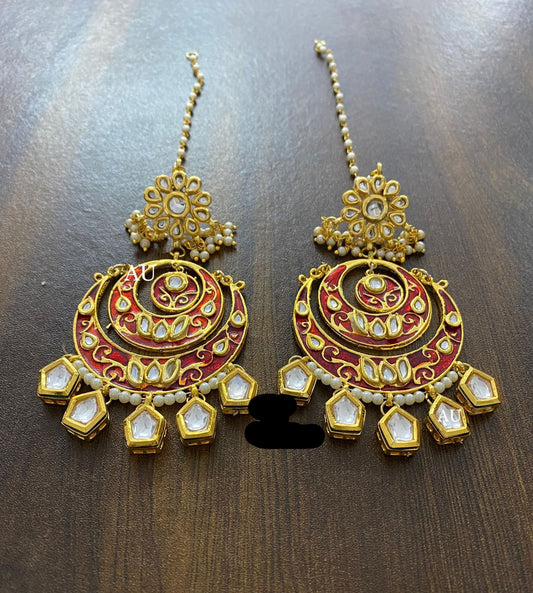 Meenakari Kundan earrings - Saffronfashionindia