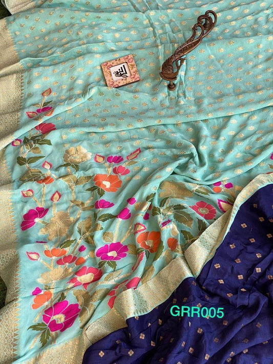 Khaddi gorgette saree - Saffronfashionindia