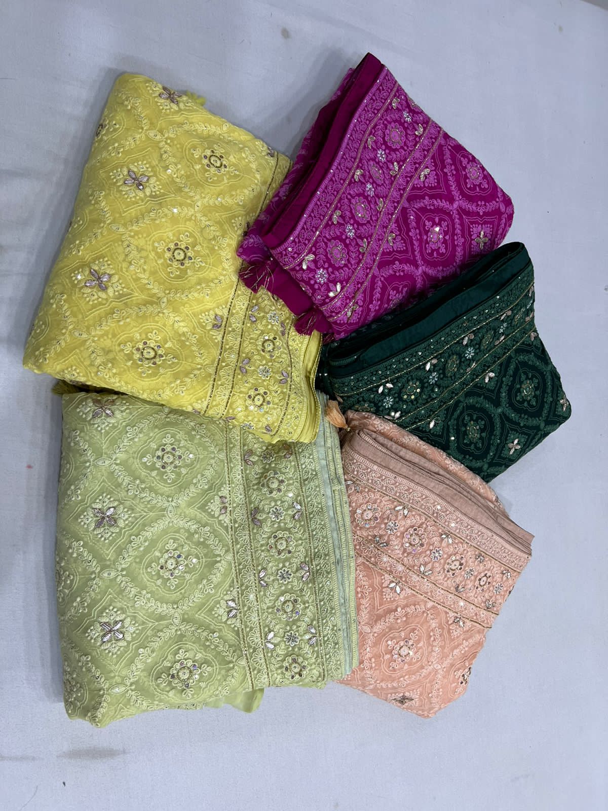 Anina Chikankari gorgette saree - Saffronfashionindia