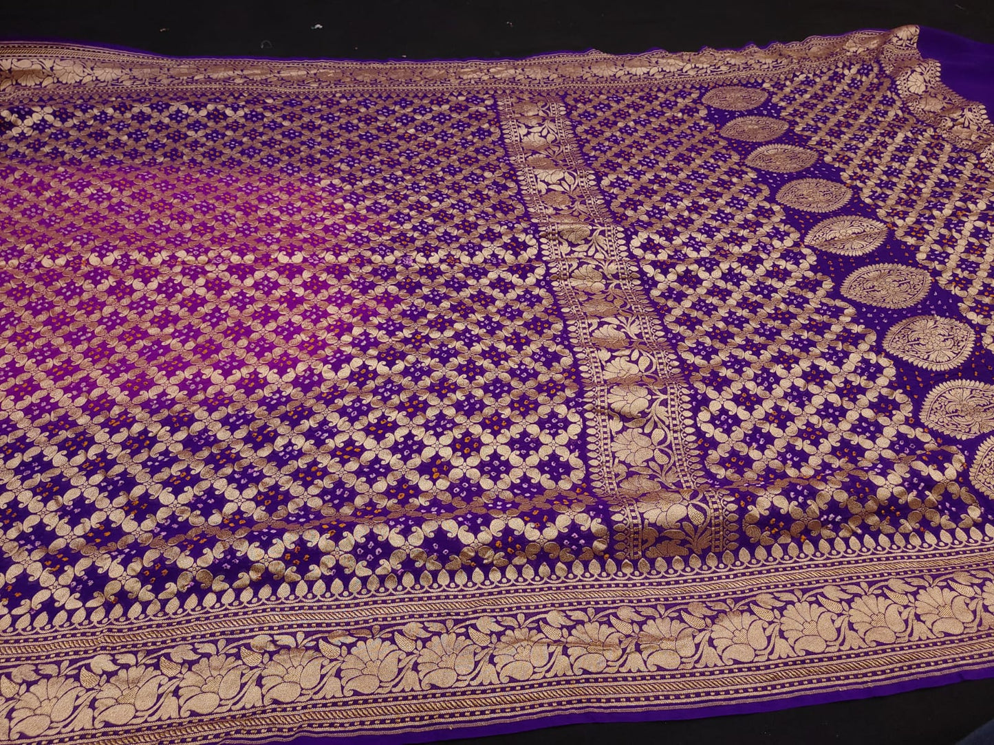 Gorgette banarsi  neemjari saree - Saffronfashionindia