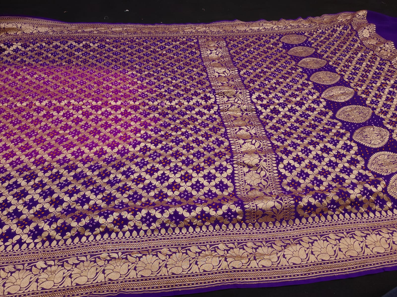 Gorgette banarsi  neemjari saree - Saffronfashionindia