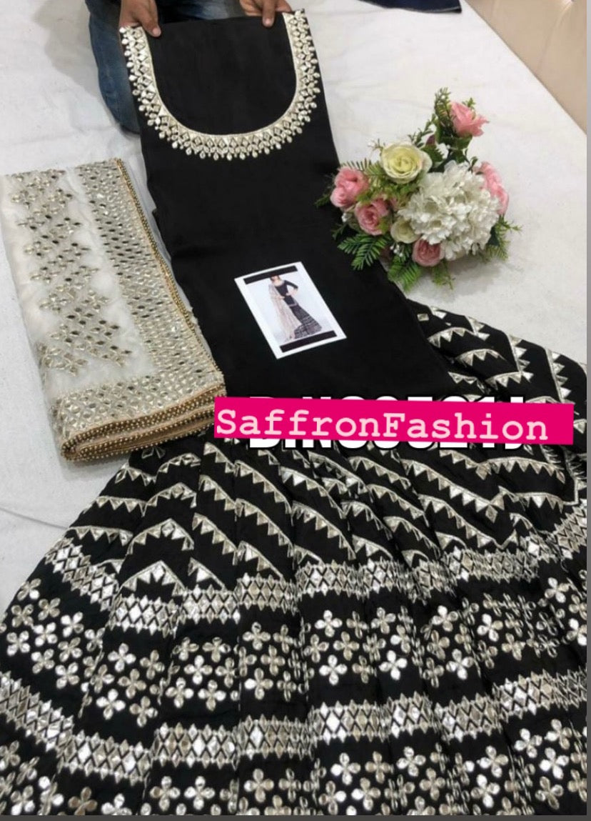 Black punjabi salwarsuit - Saffronfashionindia