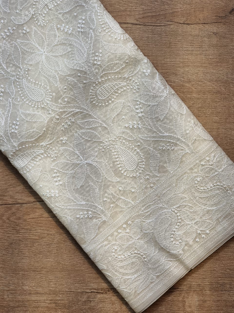 Ranish Chikankari organza saree - Saffronfashionindia