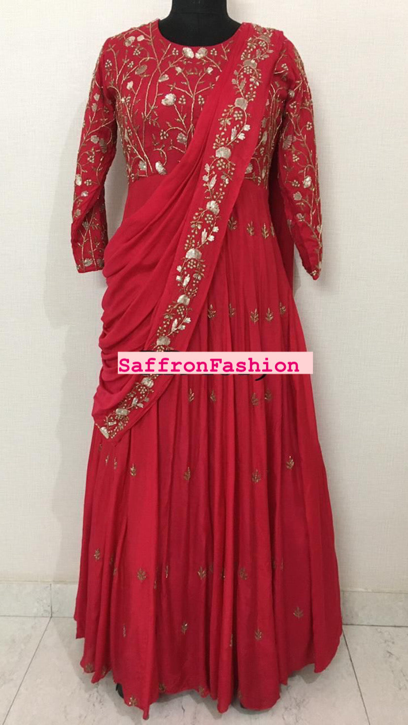 Red valanetine dress - Saffronfashionindia