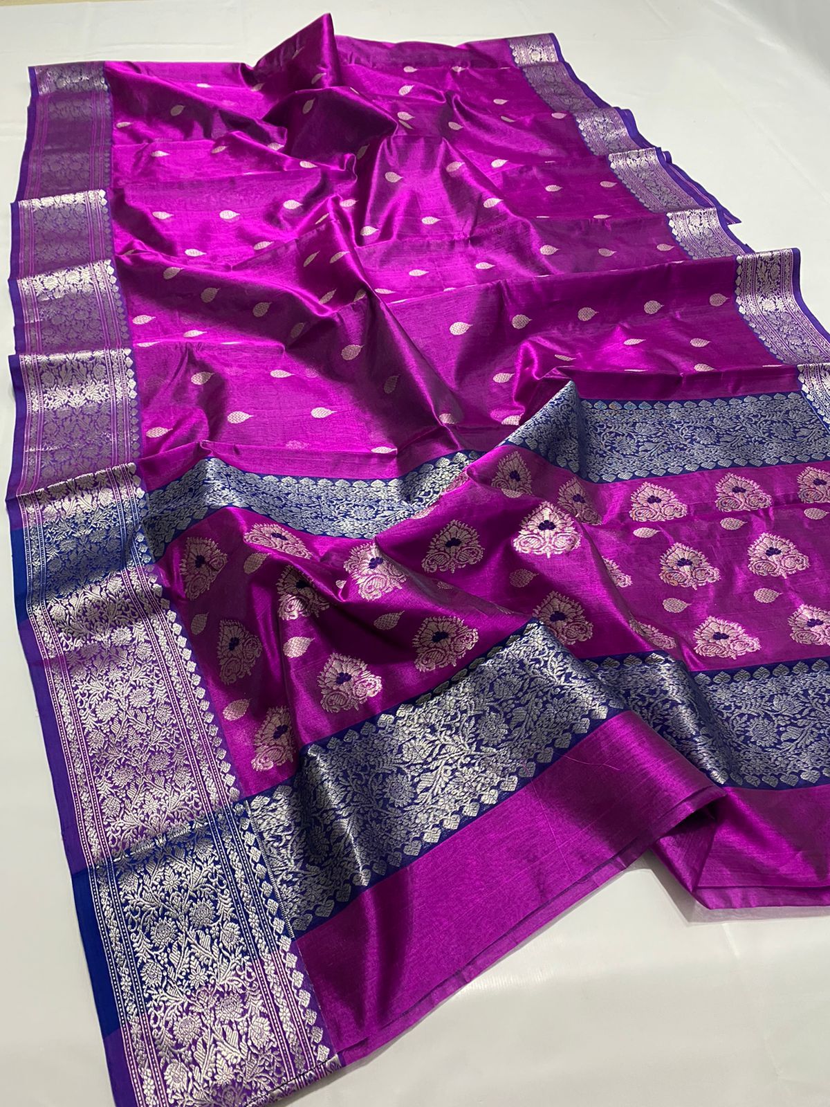 Wine inspired beautiful Chanderi saree - Saffronfashionindia