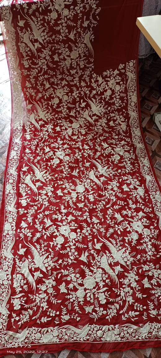 Red authentic parsi gara saree - Saffronfashionindia