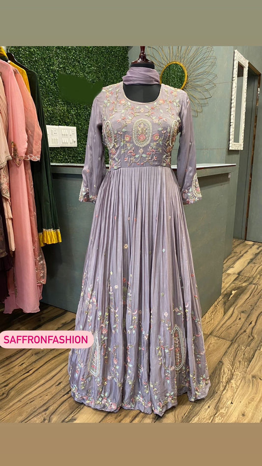Ruksana partywear gown - Saffronfashionindia