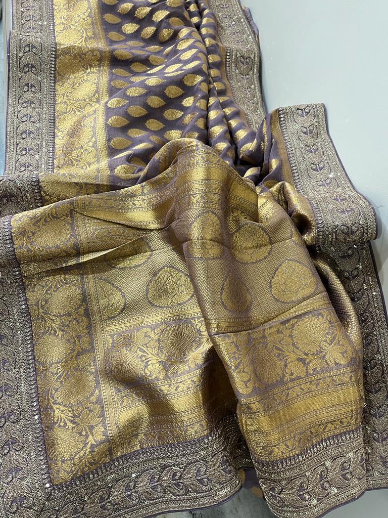 Lucin khaddi banarsi saree - Saffronfashionindia