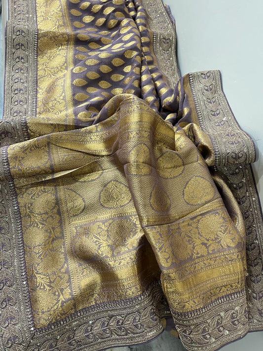 Lucin khaddi banarsi saree - Saffronfashionindia
