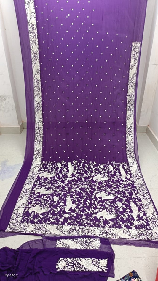 Mahiva Parsi embroidery saree - Saffronfashionindia