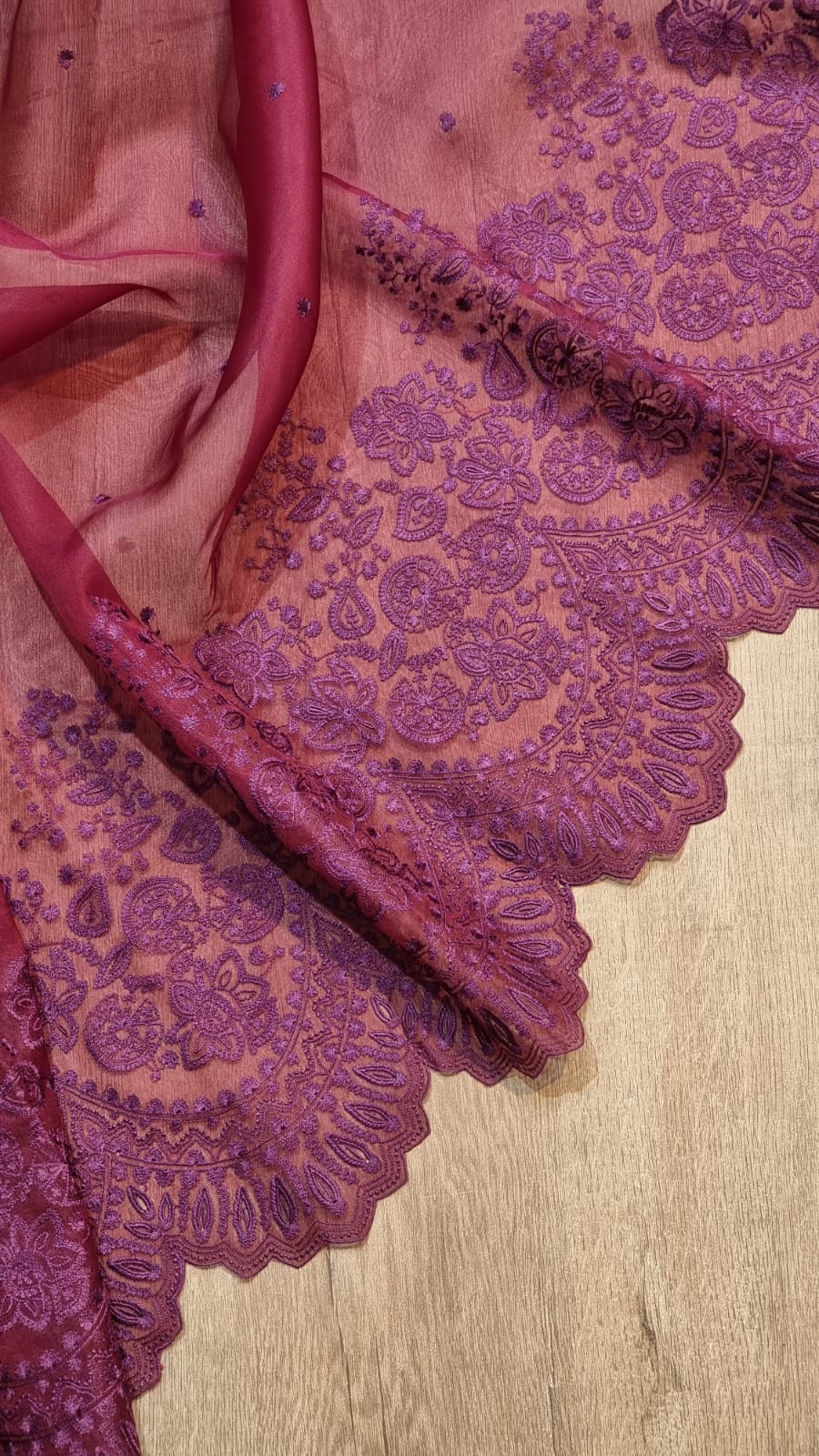 Scalloped inspired organza cutwork saree SaffronFashion