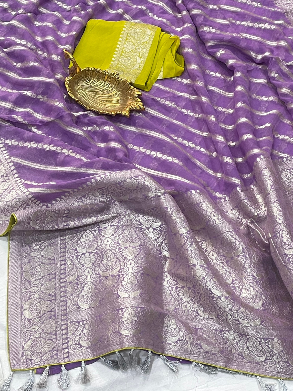 Rini khaddi gorgette silver jari saree - Saffronfashionindia