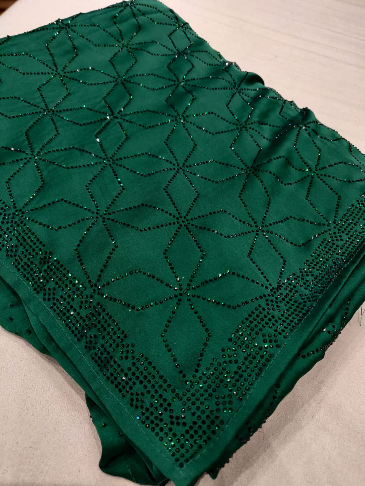 Designer Swarovski satin sares - Saffronfashionindia