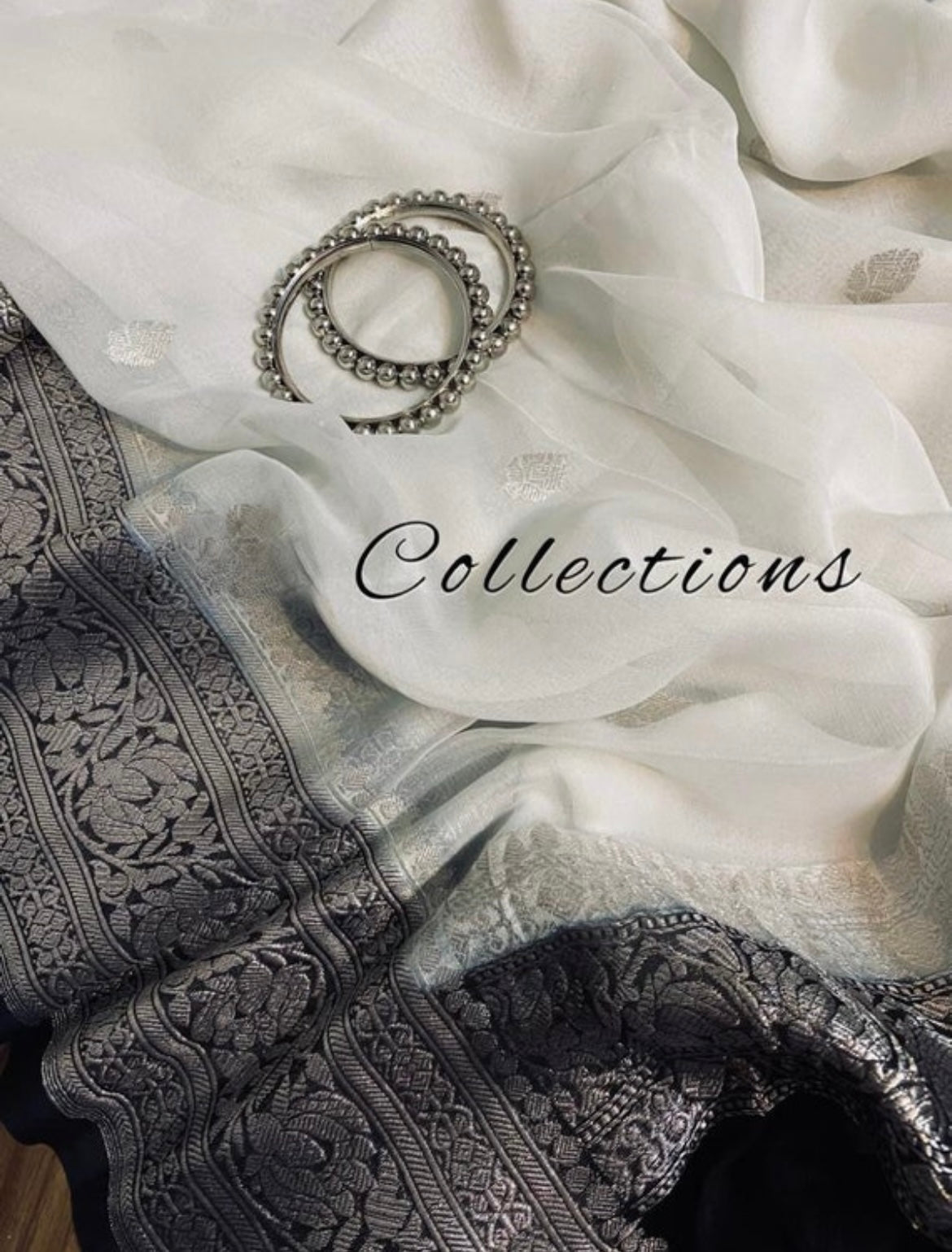 Banarsi handwoven chiffon saree - Saffronfashionindia