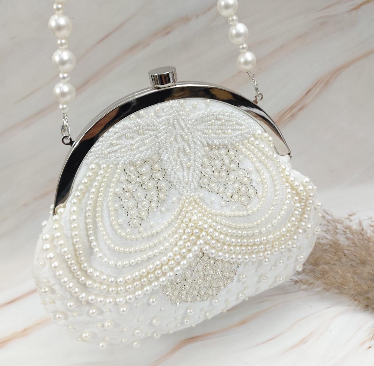 Andy pearl embroidered purse - Saffronfashionindia