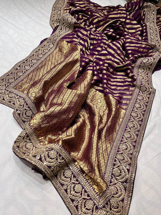 Lehariya inspired khaddi gorgette saree - Saffronfashionindia