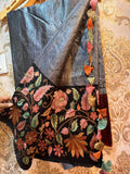 Floral embroidered tussar saree