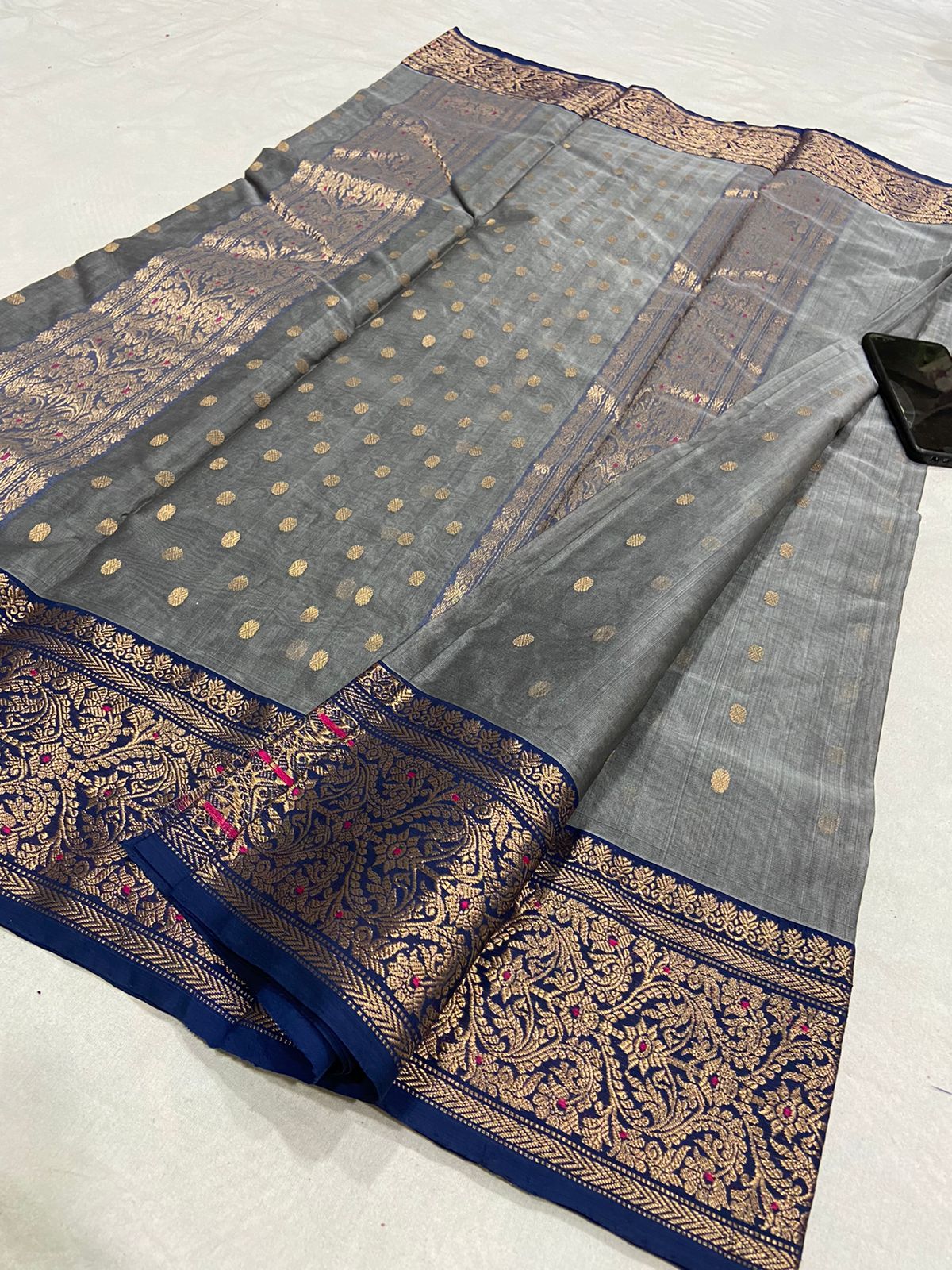 Ganesha Chanderi saree - Saffronfashionindia
