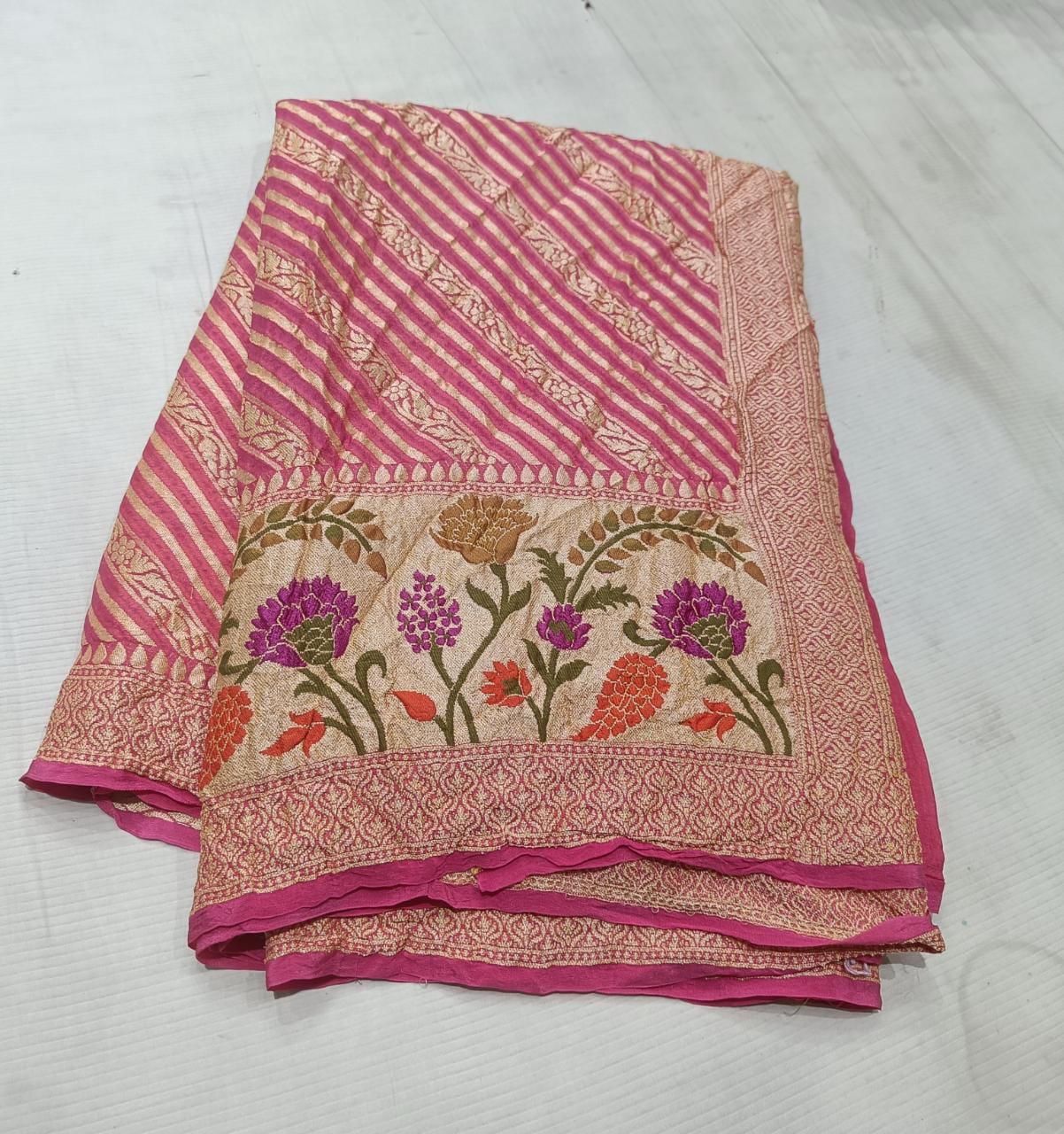 Indian banarsi gorgette saree - Saffronfashionindia