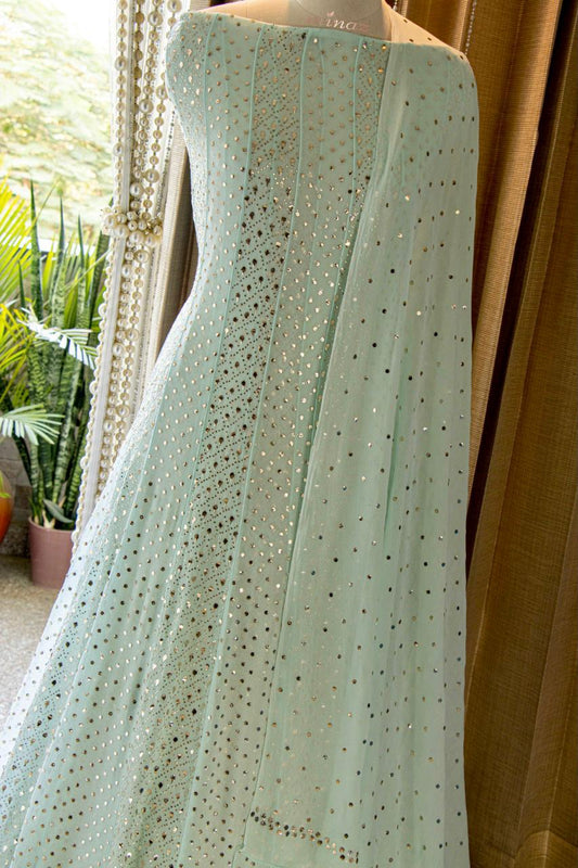 Jamdani Anarkali suit - Saffronfashionindia