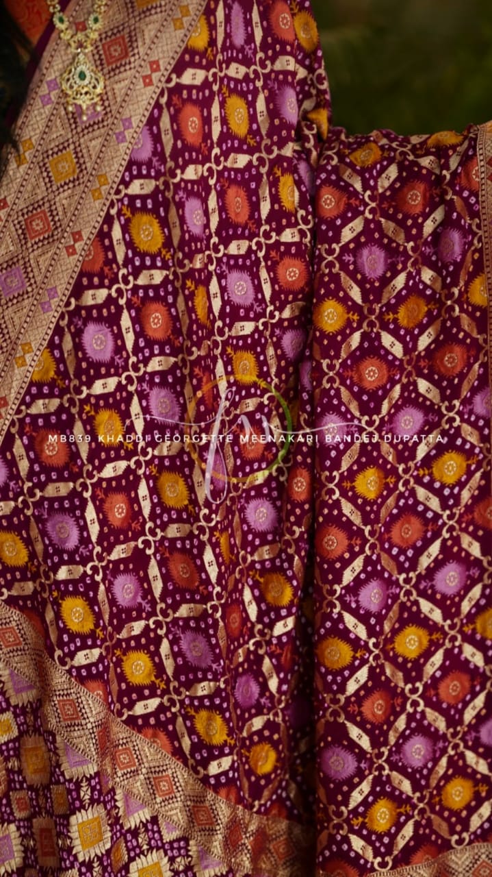 Holi inspired banarsi dupatta/Meenakari dupatta - Saffronfashionindia