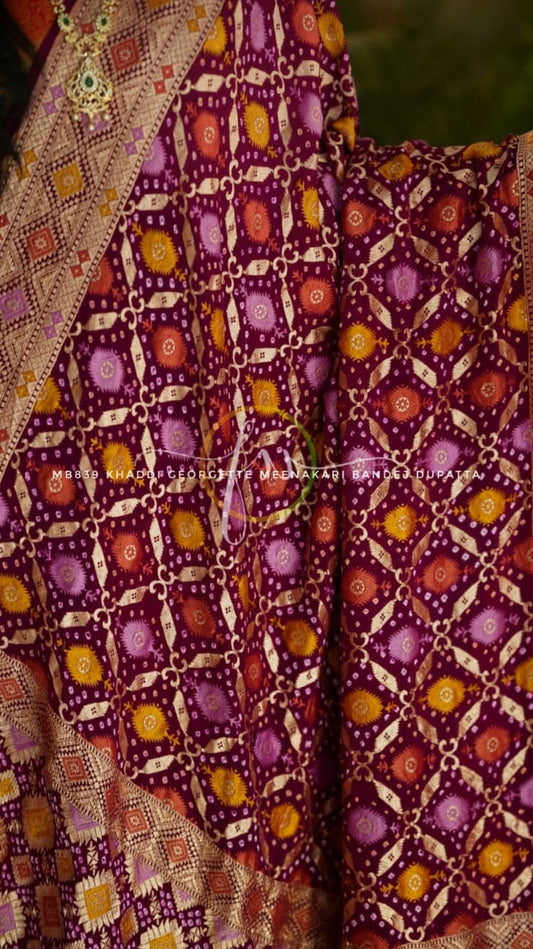 Holi inspired banarsi dupatta/Meenakari dupatta - Saffronfashionindia