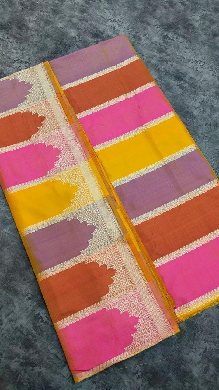 Multi kadwa katan saree - Saffronfashionindia