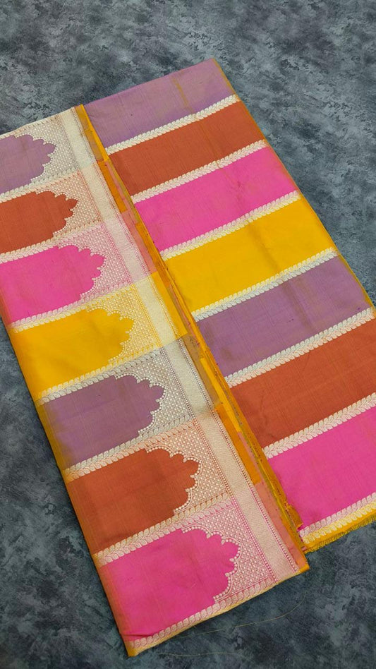 Multi kadwa katan saree - Saffronfashionindia