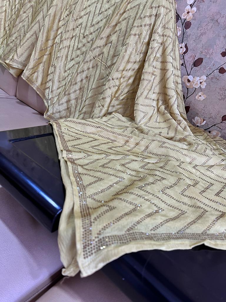 Swarovski satin designer saree - Saffronfashionindia