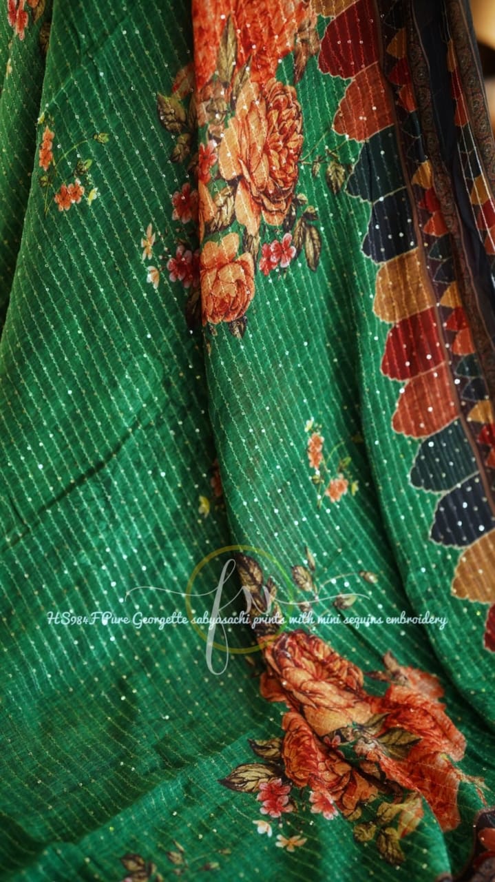 Gulmohar sequins saree - Saffronfashionindia